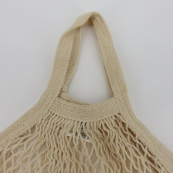 Eco Bags Natural Cotton Beige Mesh String Net Tote Bag Produce Shopping Reusable - Picture 2 of 9